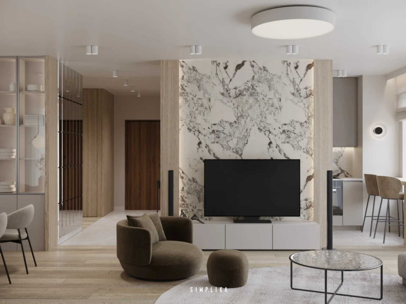Apartament 113 m2 na Woli, projekt wnętrza Simplika